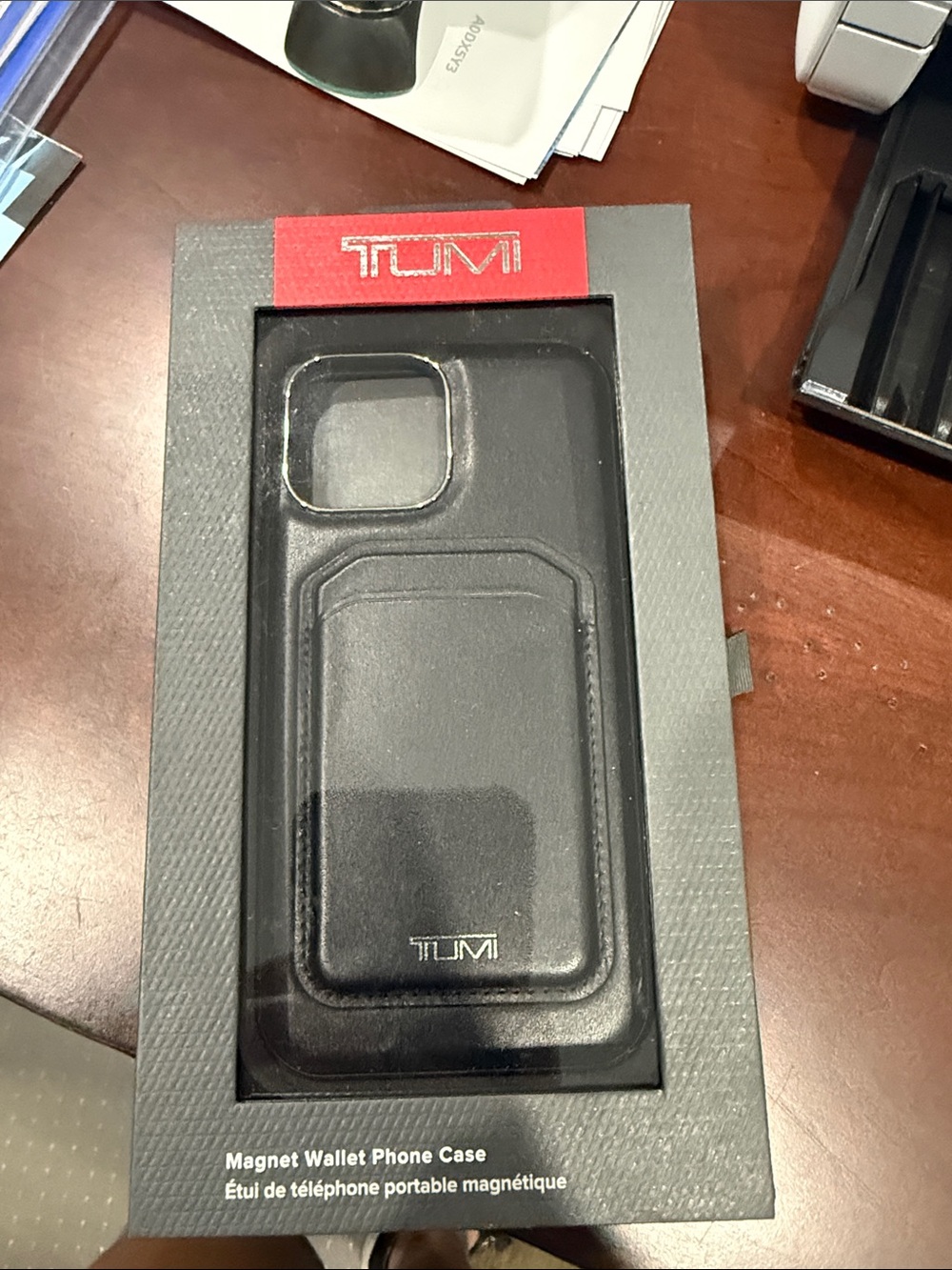iPhone 13 Pro Max - Tumi Black Magnetic Wallet Phone Case with Card Pocket
